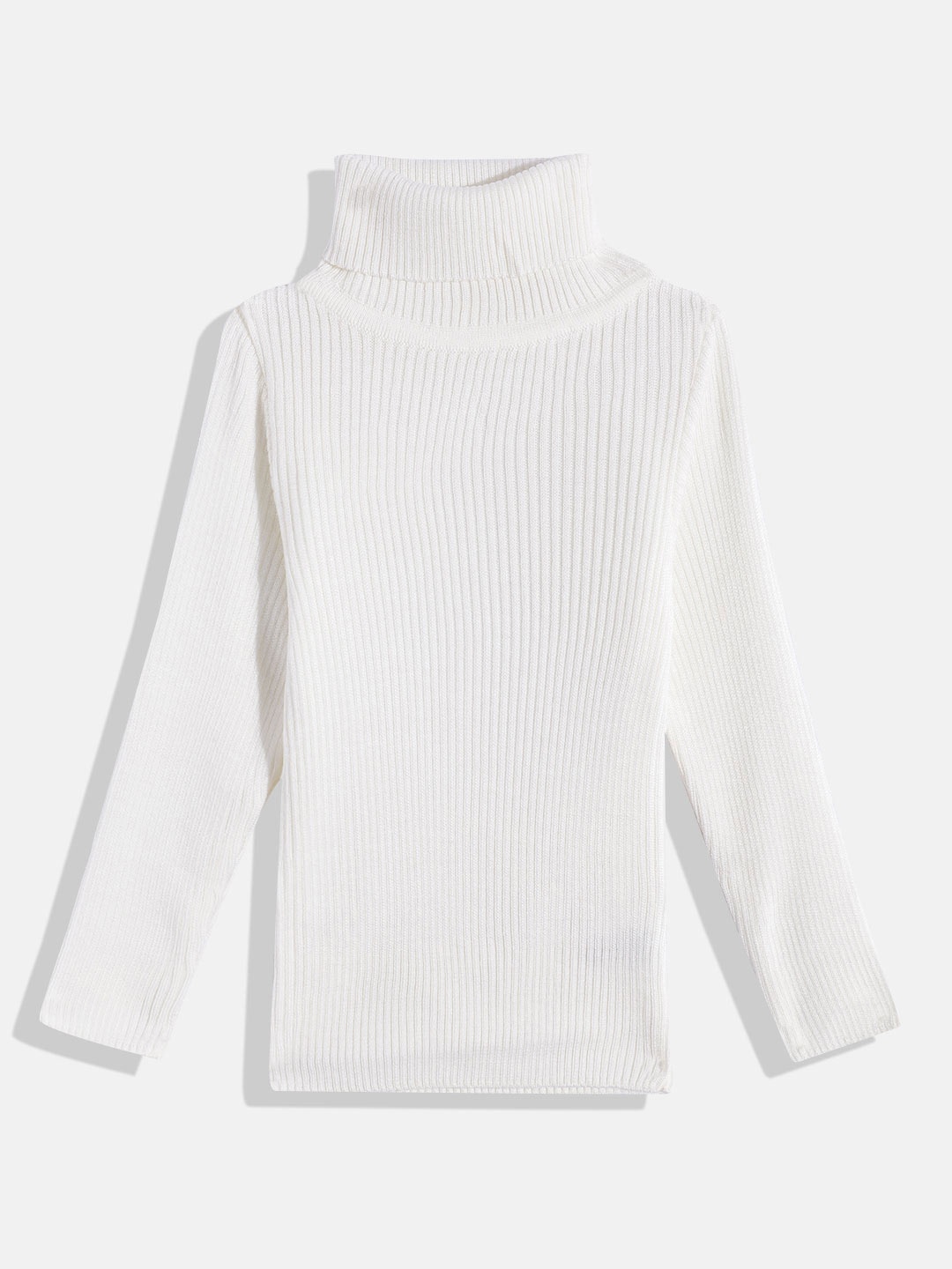 

RVK Kids Ribbed Turtle Neck Acrylic Pullover, Off white