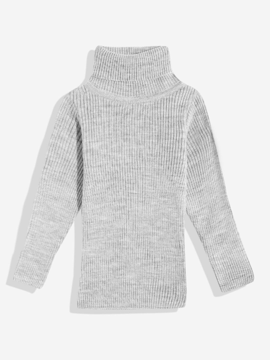 

RVK Kids Ribbed Turtle Neck Acrylic Pullover, Grey