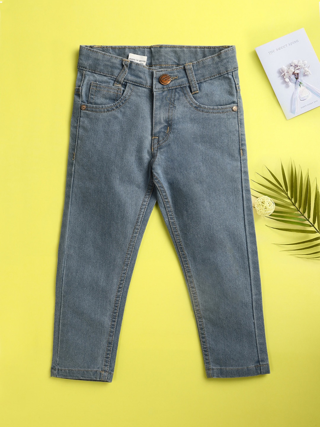

V-Mart Boys Mid-Rise Clean Look Cotton Jeans, Blue