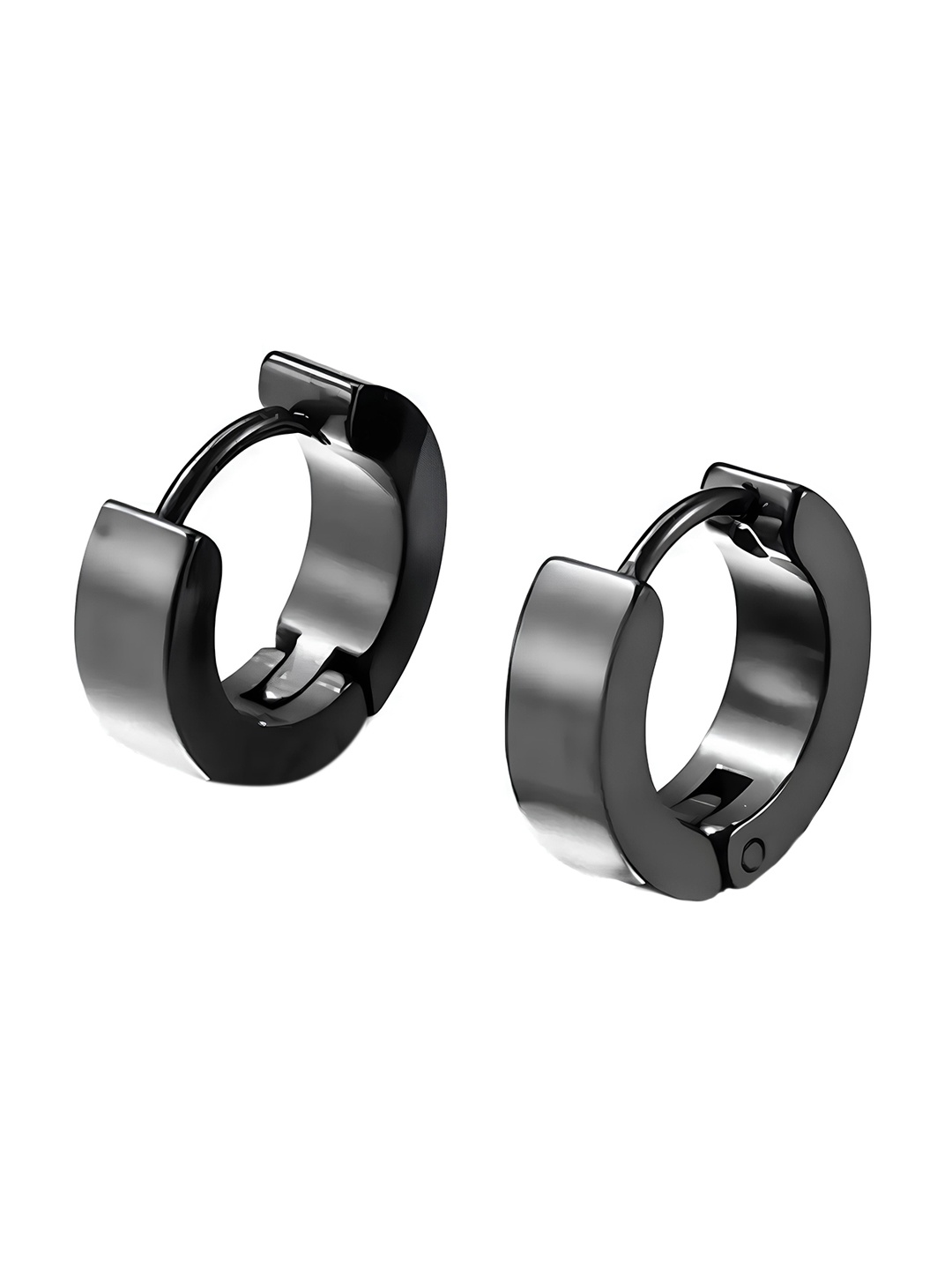 

KARISHMA KREATIONS Stainless Steel Contemporary Hoop Earrings, Black