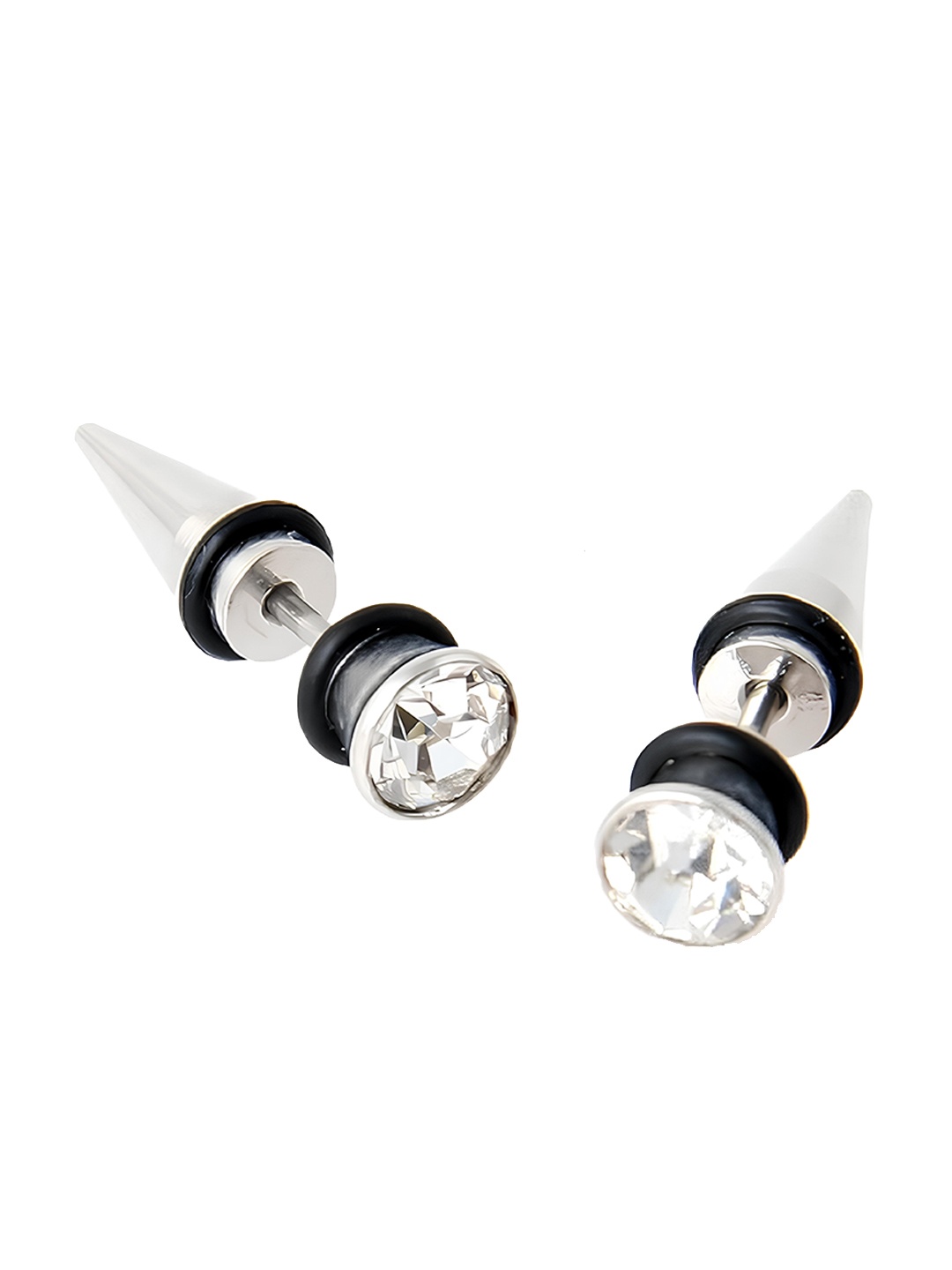 

KARISHMA KREATIONS Silver-Plated Contemporary Cubic Zirconia Studs Earrings