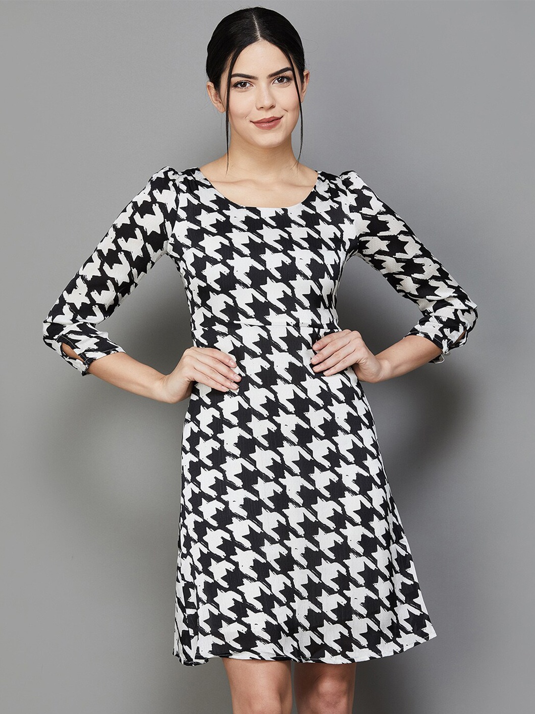 

CODE by Lifestyle Abstract Printed A-Line Dress, White