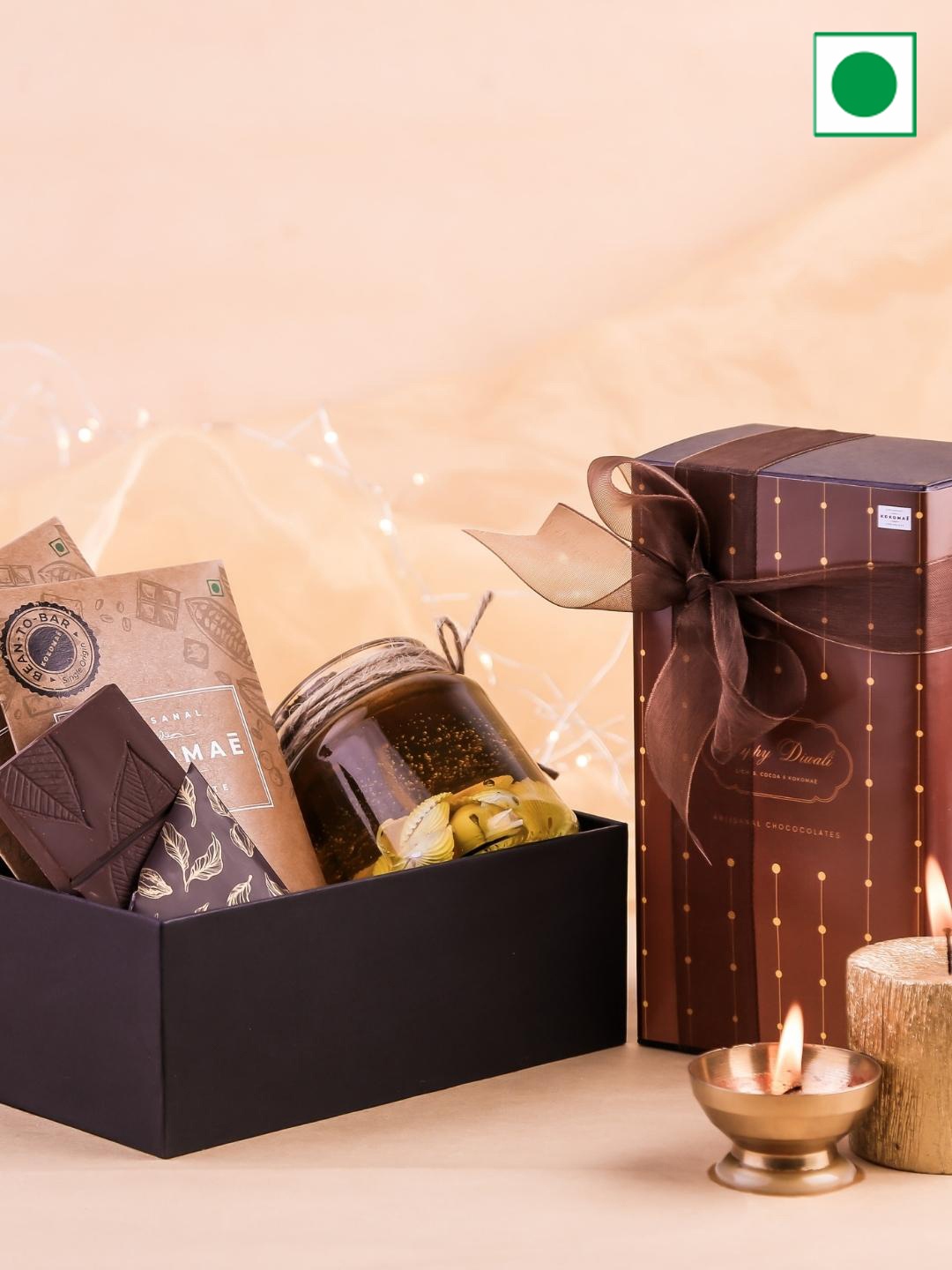 Kokomae Artisanal Chocolate Double Delight Diwali Chocolate Gift Box, Brown