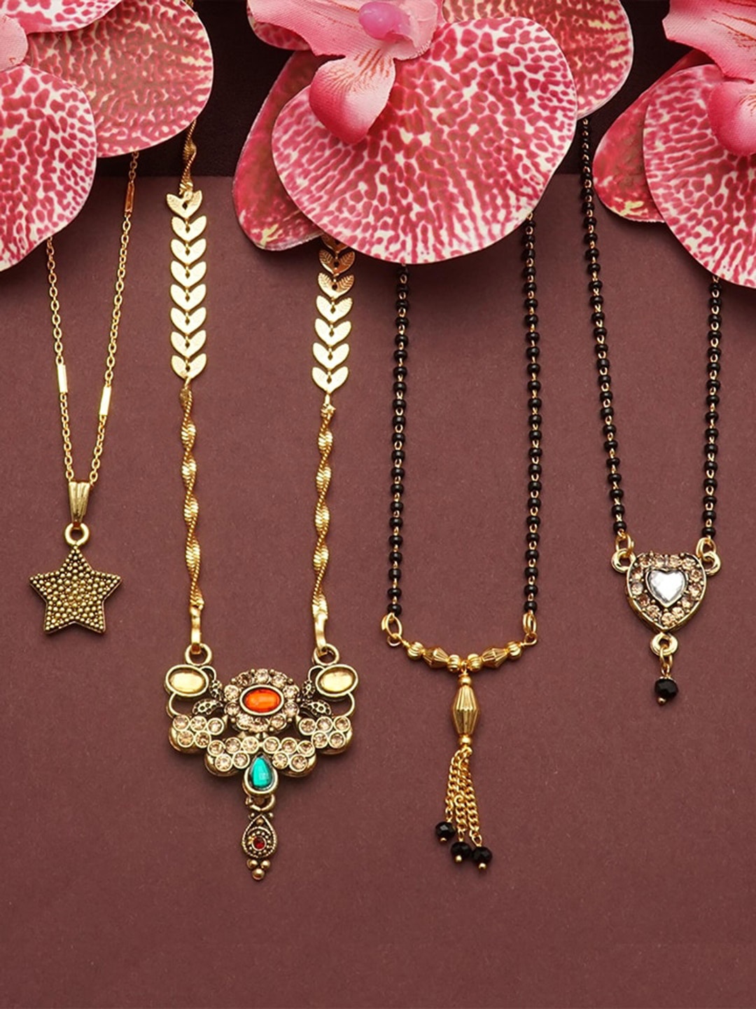 

Ramdev Art Fashion Jwellery Set Of 4 Gold Plated Mangalsutra