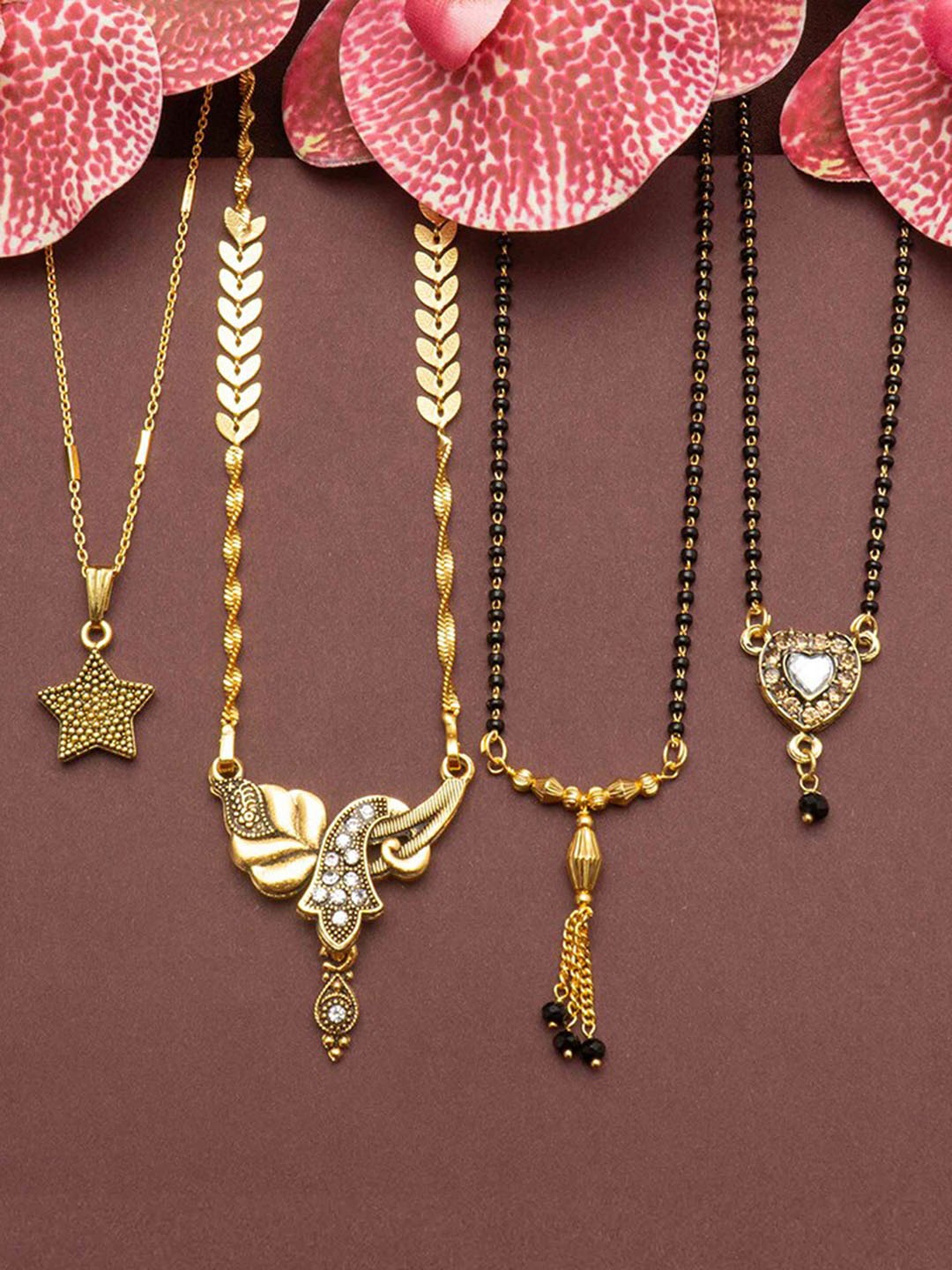 

Ramdev Art Fashion Jwellery Set Of 4 Gold Plated Mangalsutra