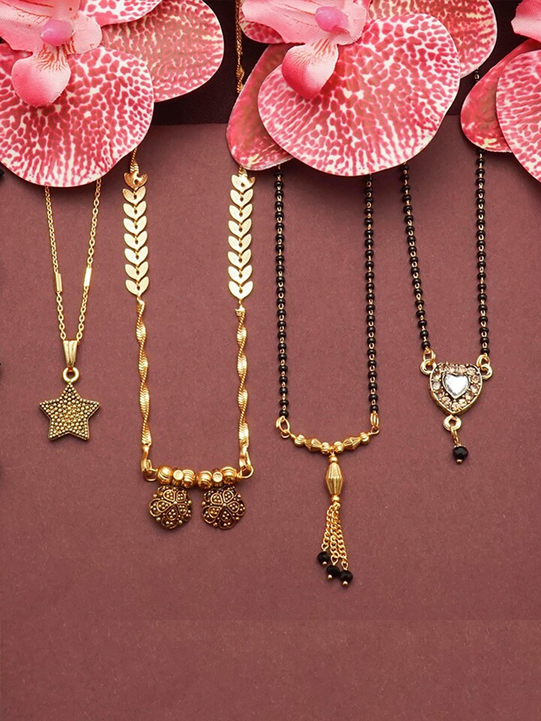 

Ramdev Art Fashion Jwellery Set Of 4 Gold Plated Mangalsutra