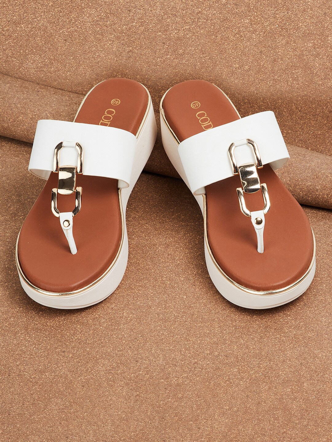 

CODE by Lifestyle Embellished Open Toe Flatform Heels, White