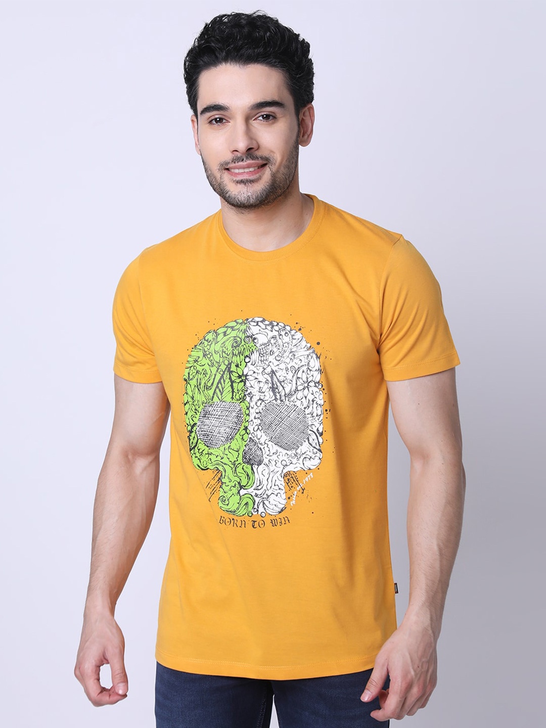 

TESSIO Men Mustard Yellow T-shirt