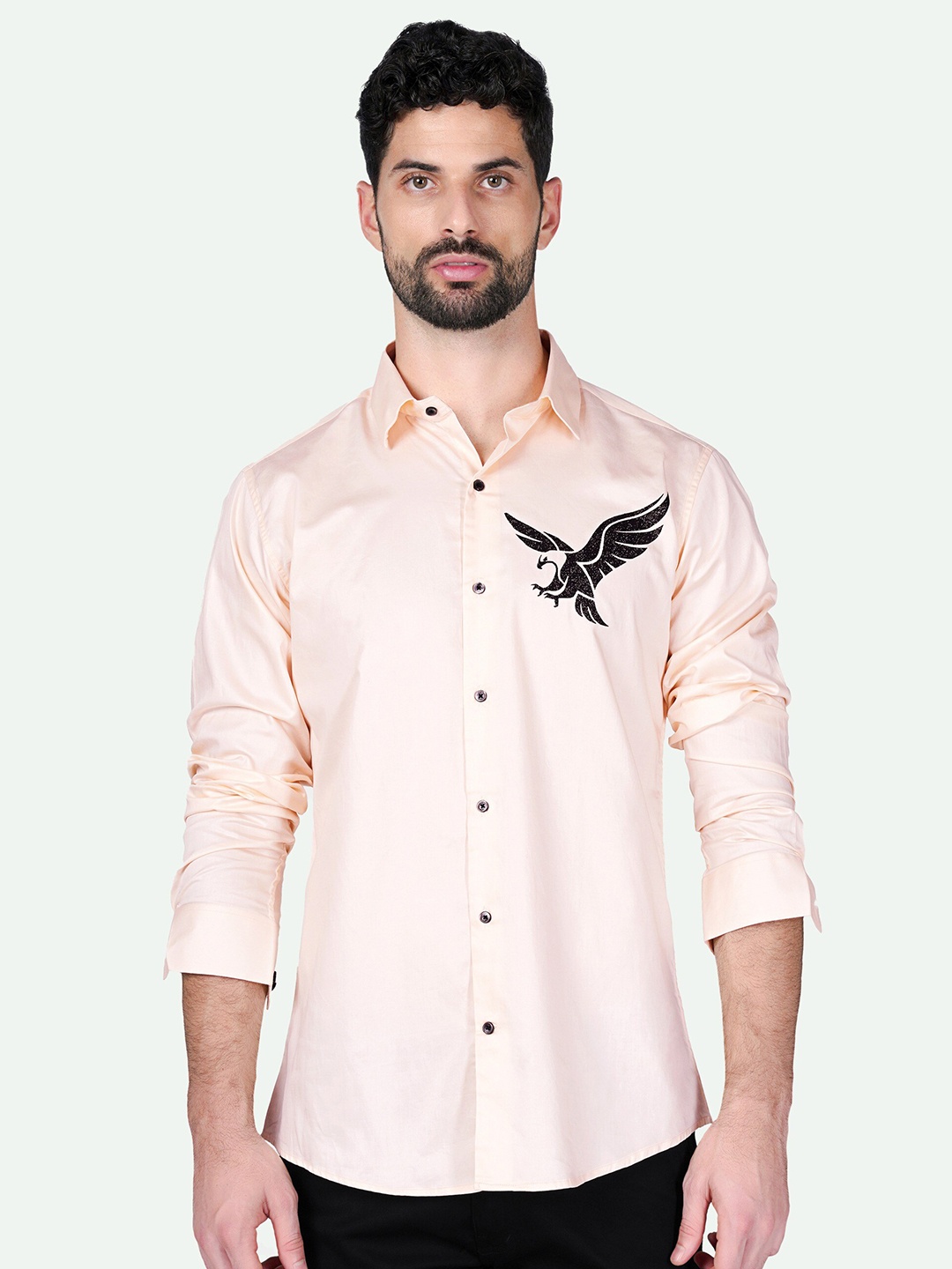 

FRENCH CROWN Standard Cotton Casual Shirt, Peach