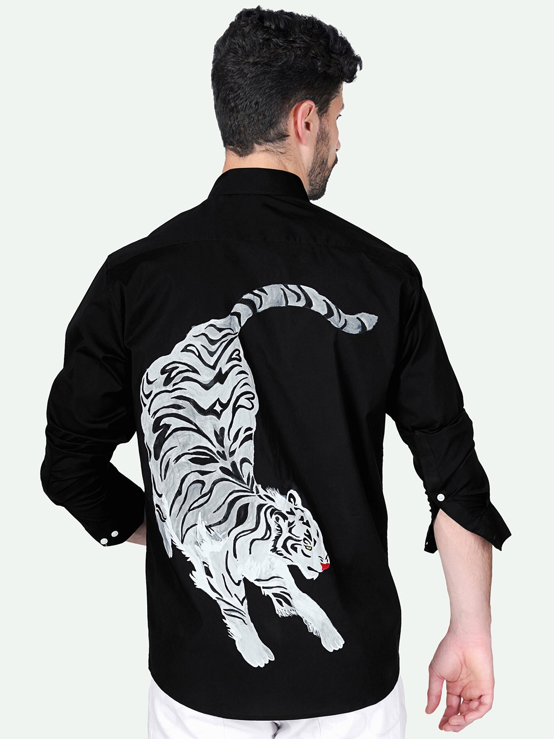 

FRENCH CROWN Graphic Printed Standard Opaque Cotton Casual Shirt, Black