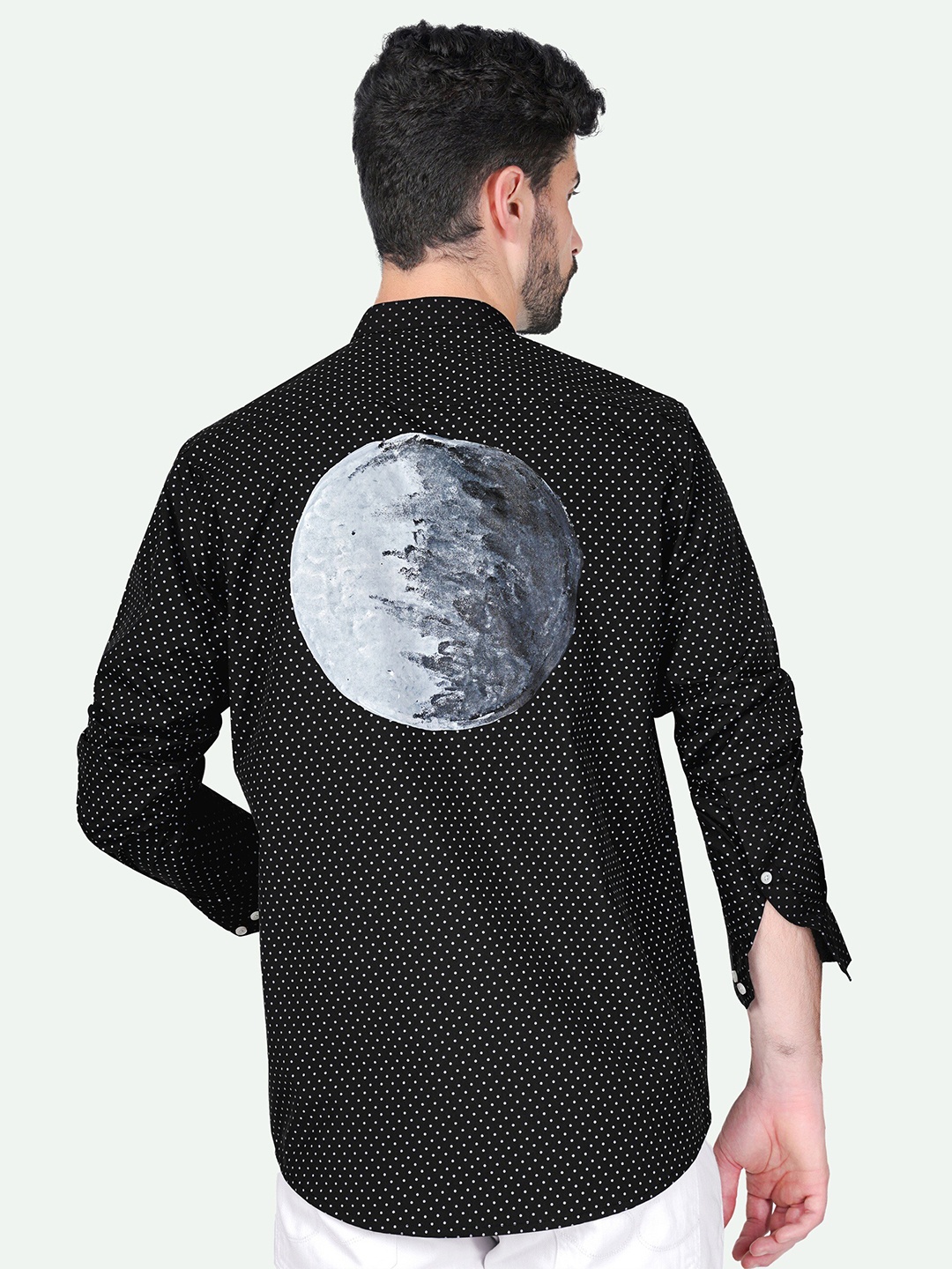 

FRENCH CROWN Graphic Printed Standard Opaque Cotton Casual Shirt, Black