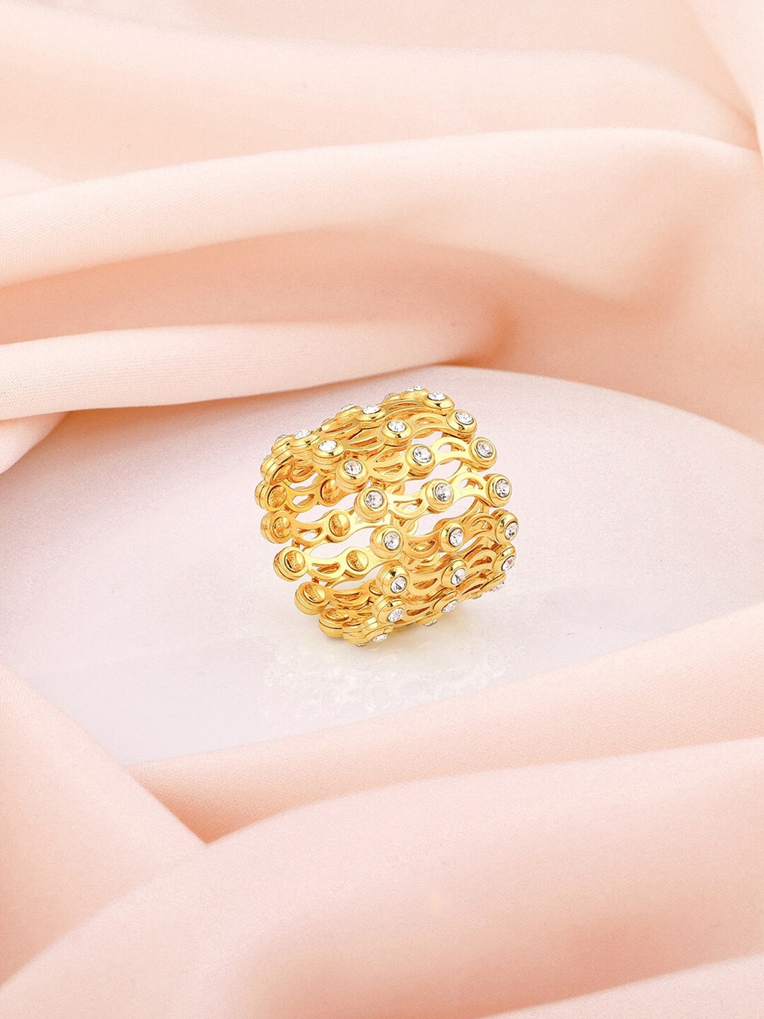 

GIVA 925 Sterling Silver Gold-Plated CZ-Studded Adjustable Bangle-Style Bracelet