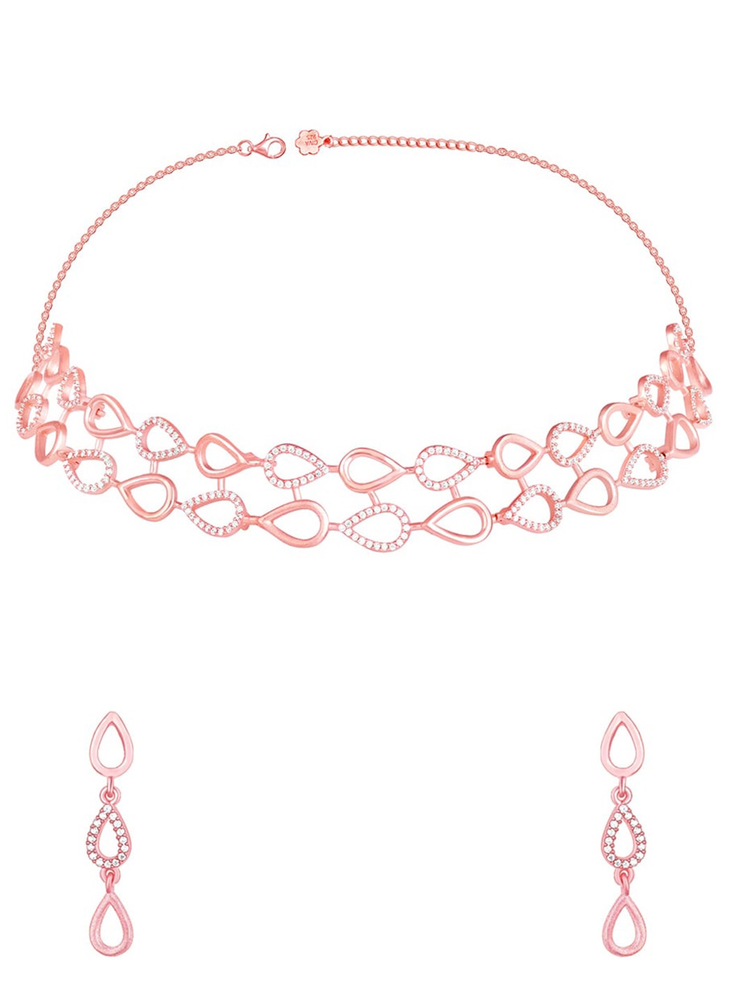 

GIVA Rose Gold-Plated Sterling Silver Cubic Zirconia-Studded Necklace & Earrings
