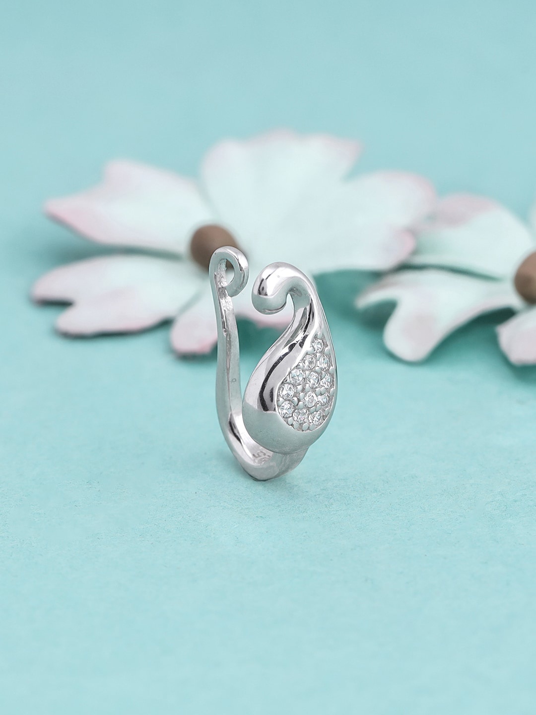 

GIVA 92.5 Sterling Silver Rhodium-Plated Cubic Zirconia Nose Pin