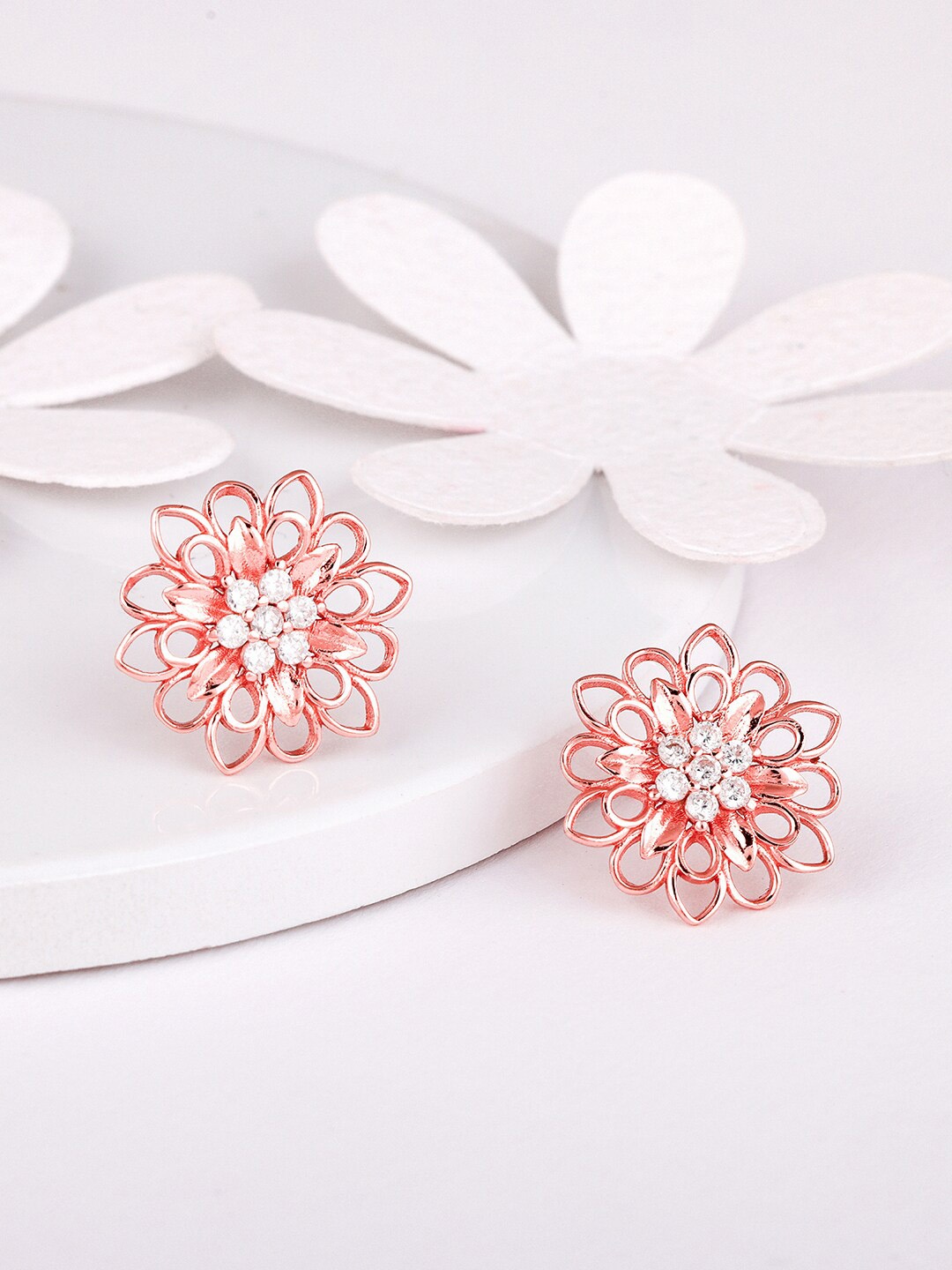 

GIVA Rose Gold-Plated 925 Sterling Silver Zircon-Studded Floral Studs Earrings