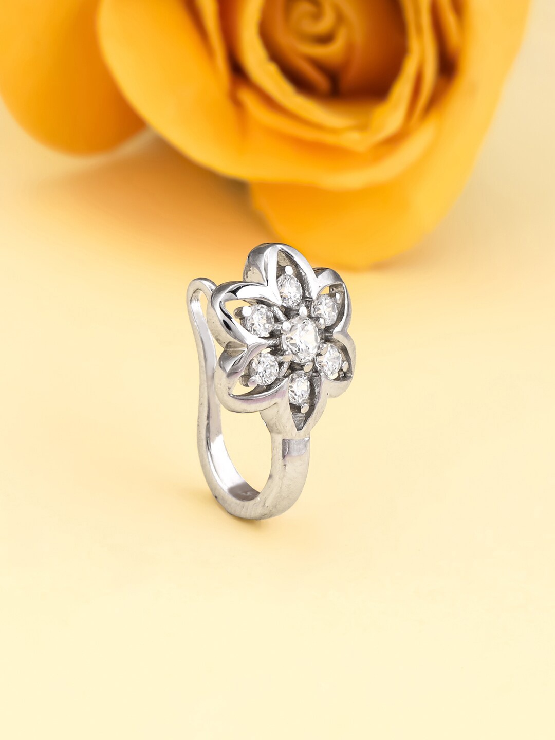 GIVA 92.5 Sterling Silver Rhodium-Plated Cubic Zirconia Nose Pin