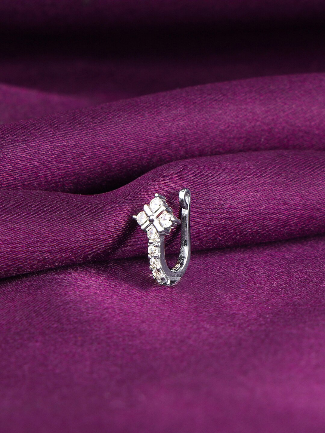 GIVA Silver-Plated CZ Studded Nose Pin