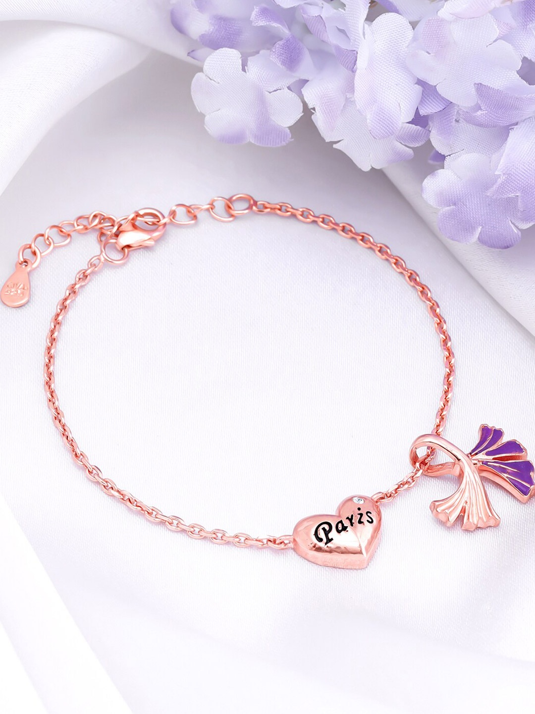 

GIVA Women Sterling Silver Rose Gold-Plated Link Bracelet