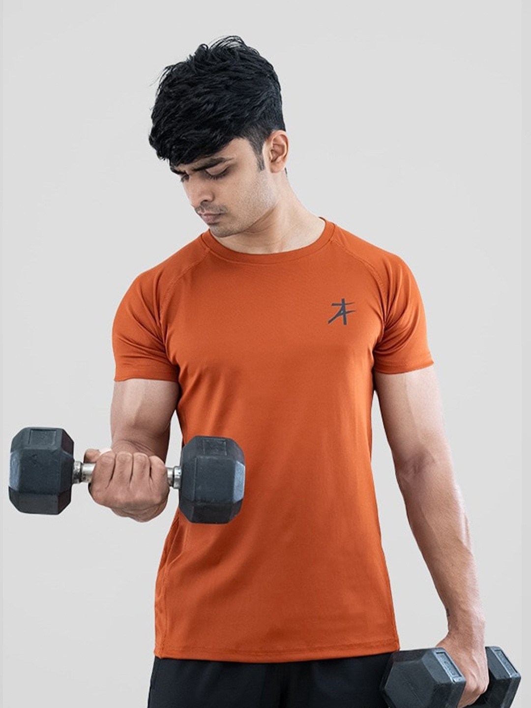 

Athflex Raglan Sleeves Moisture Wicking Training or Gym T-shirt, Rust