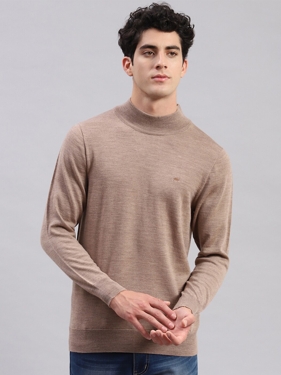 

Monte Carlo High Neck Woollen Pullover Sweater, Brown