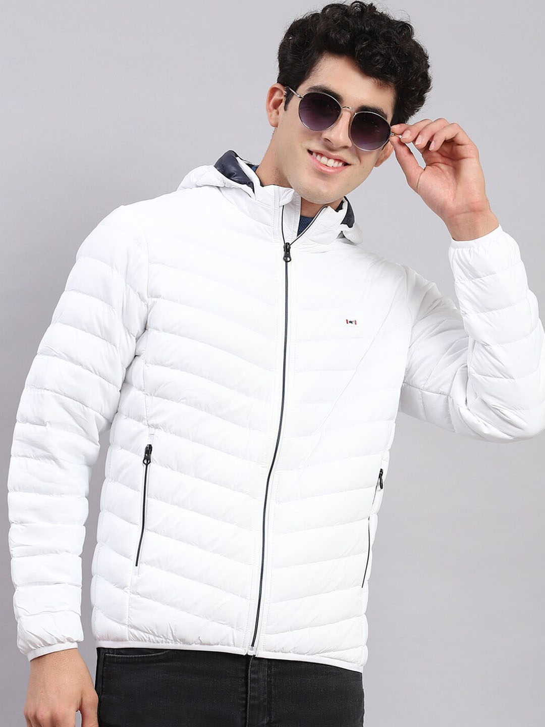 

Monte Carlo Hooded Neck Long Sleeve Lightweight Zip Detail Puffer Jacket, White
