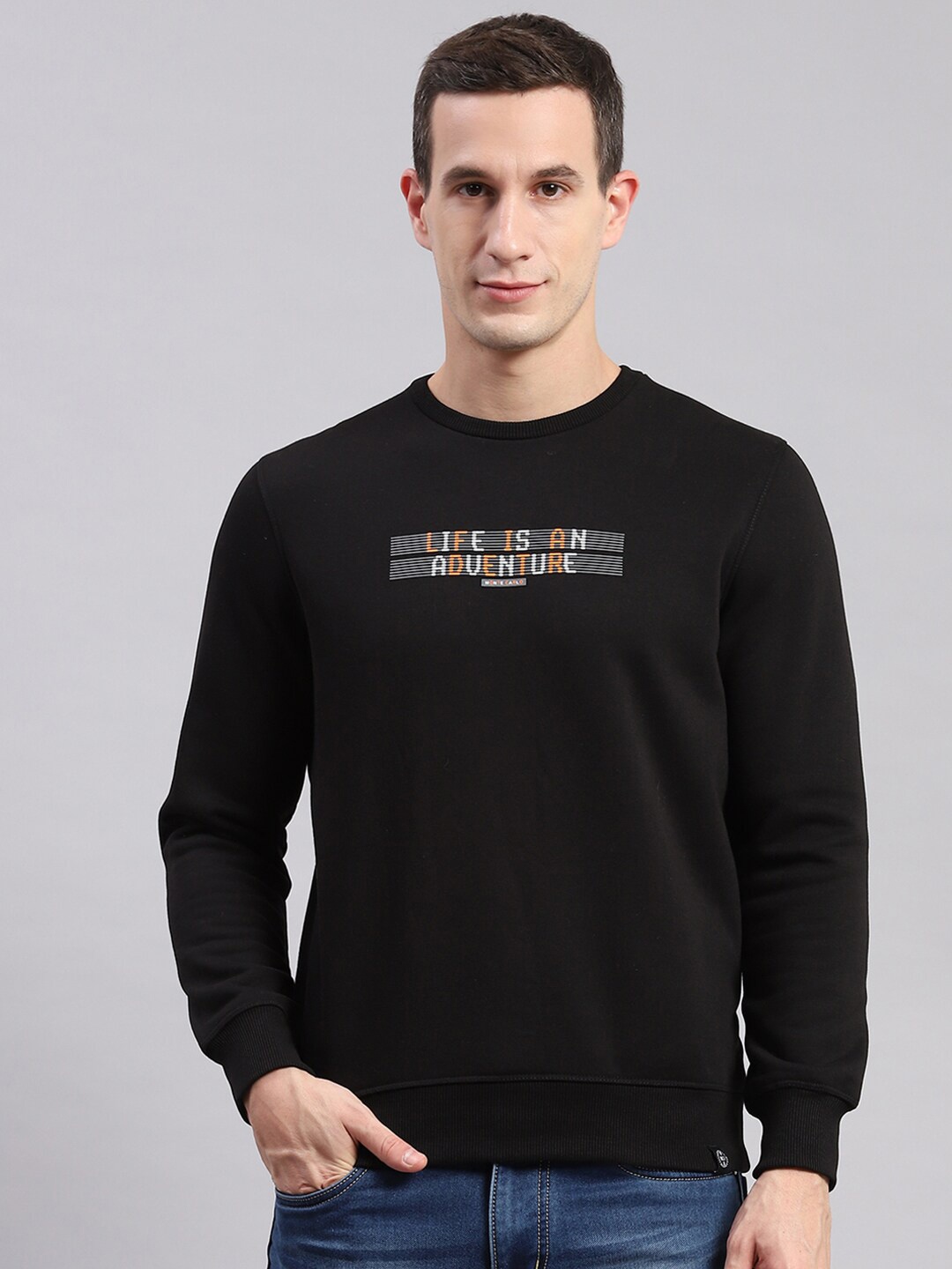 

Monte Carlo Typography Printed Round Neck Pullover Sweatshirt, Black