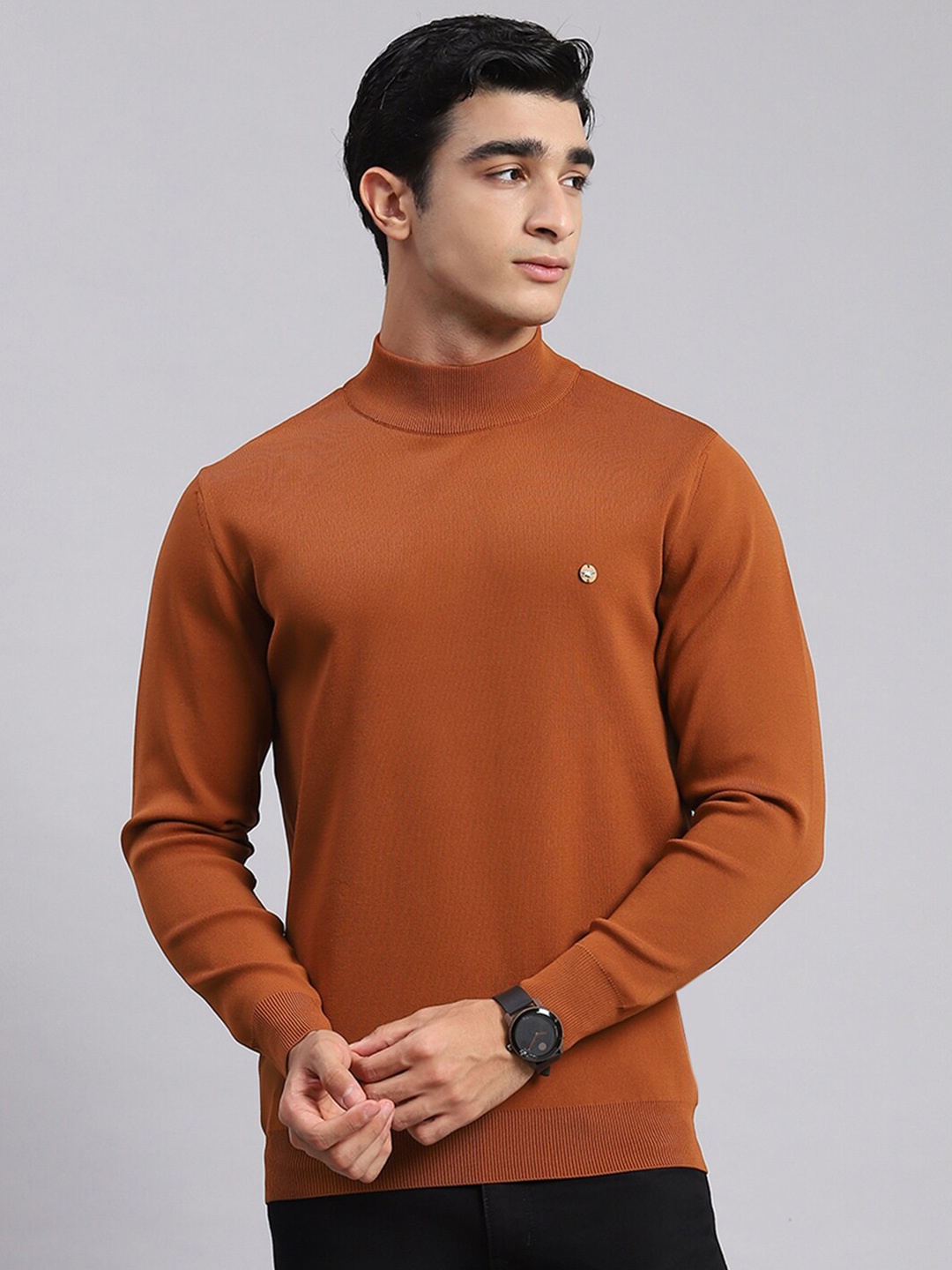 

Monte Carlo High Neck Woollen Pullover, Rust