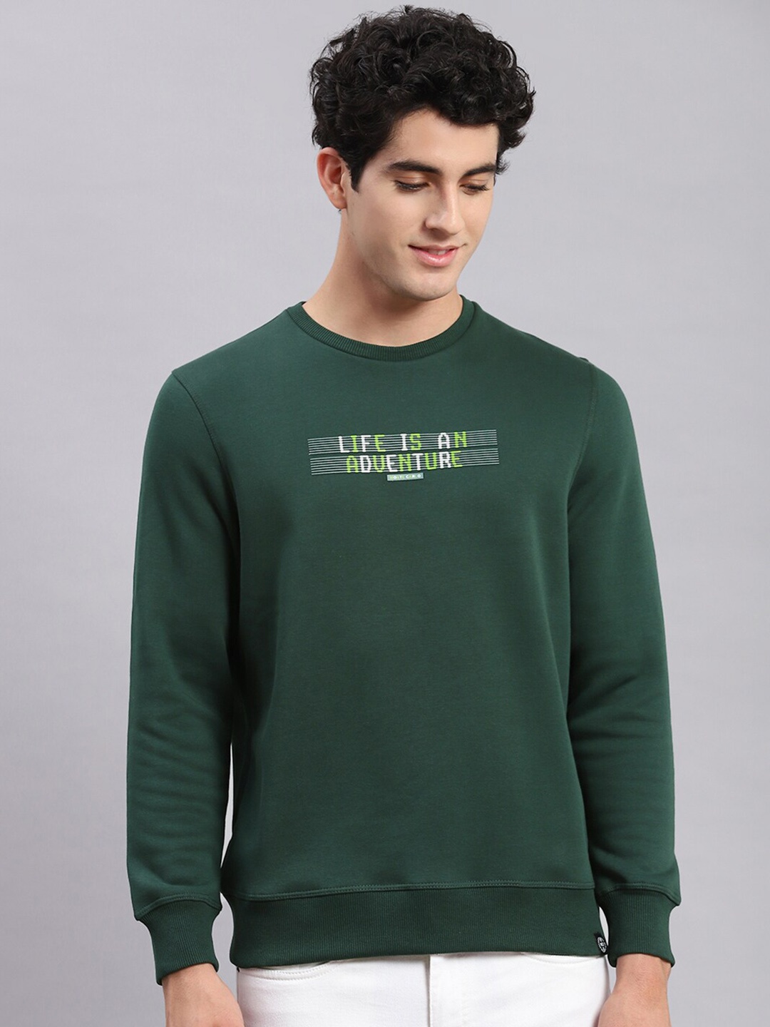 Monte Carlo Typography Printed Pullover Sweatshirt, Green