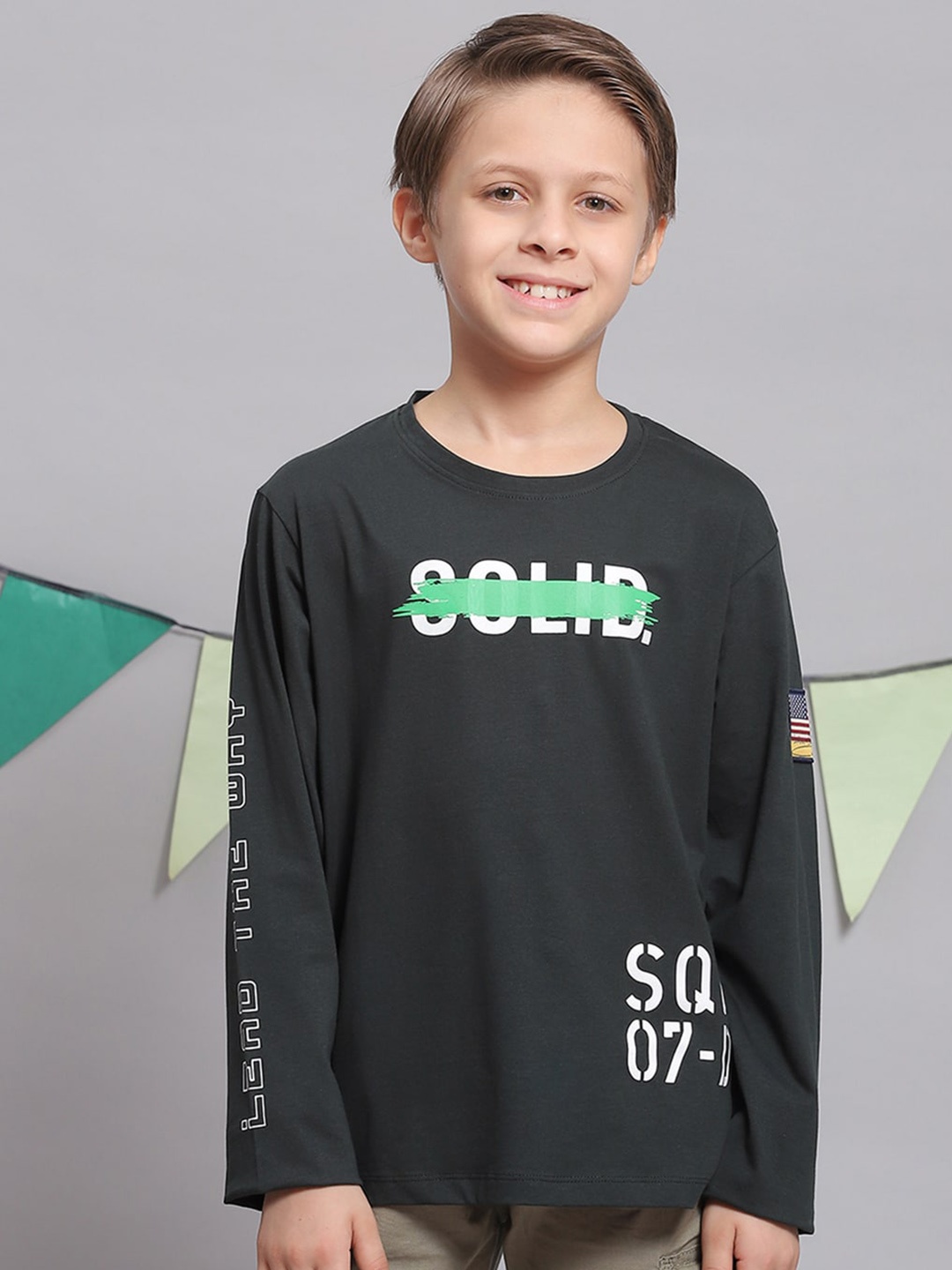 

Monte Carlo Boys Typography Printed Pure Cotton T-shirt, Green