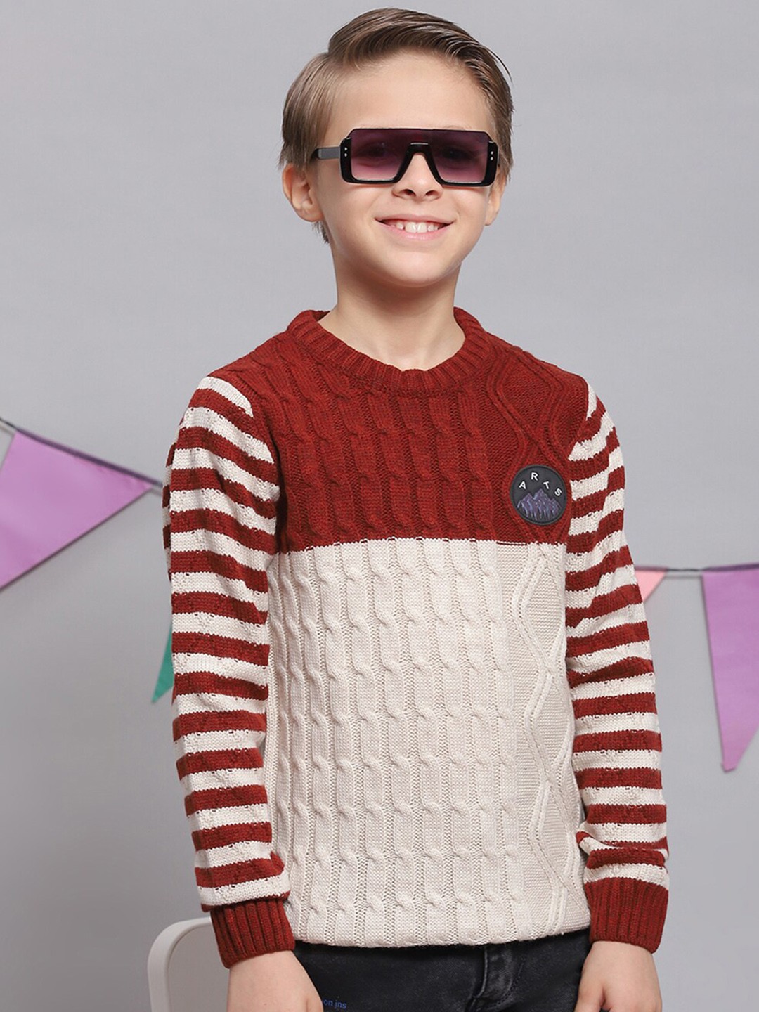 

Monte Carlo Boys Cable Knit Pure Acrylic Pullover, Beige