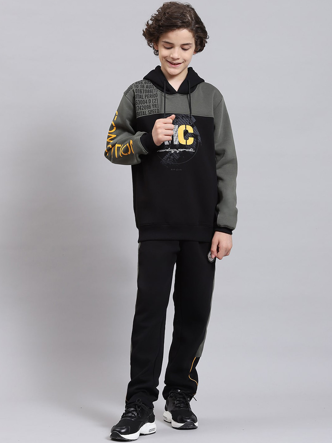 

Monte Carlo Boys Typography Printed Hooded Tracksuits, Olive