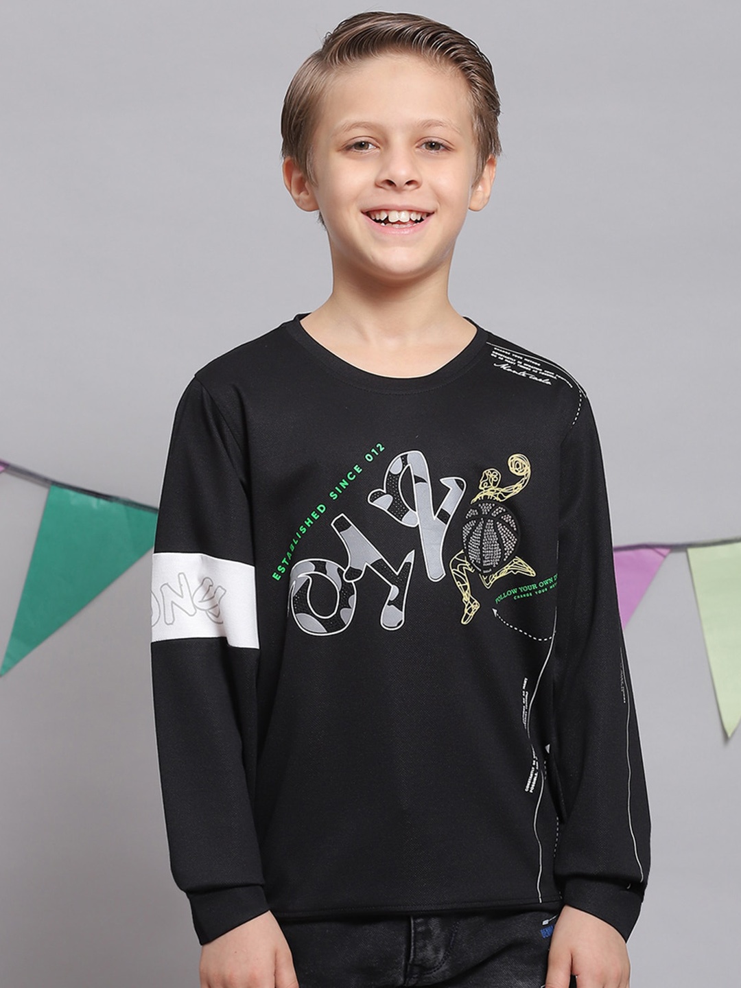 

Monte Carlo Boys Typography Printed Cotton T-Shirt, Black