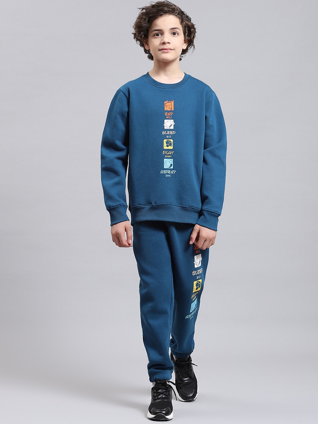 

Monte Carlo Boys Graphic Printed Cotton Blend Tracksuits, Teal