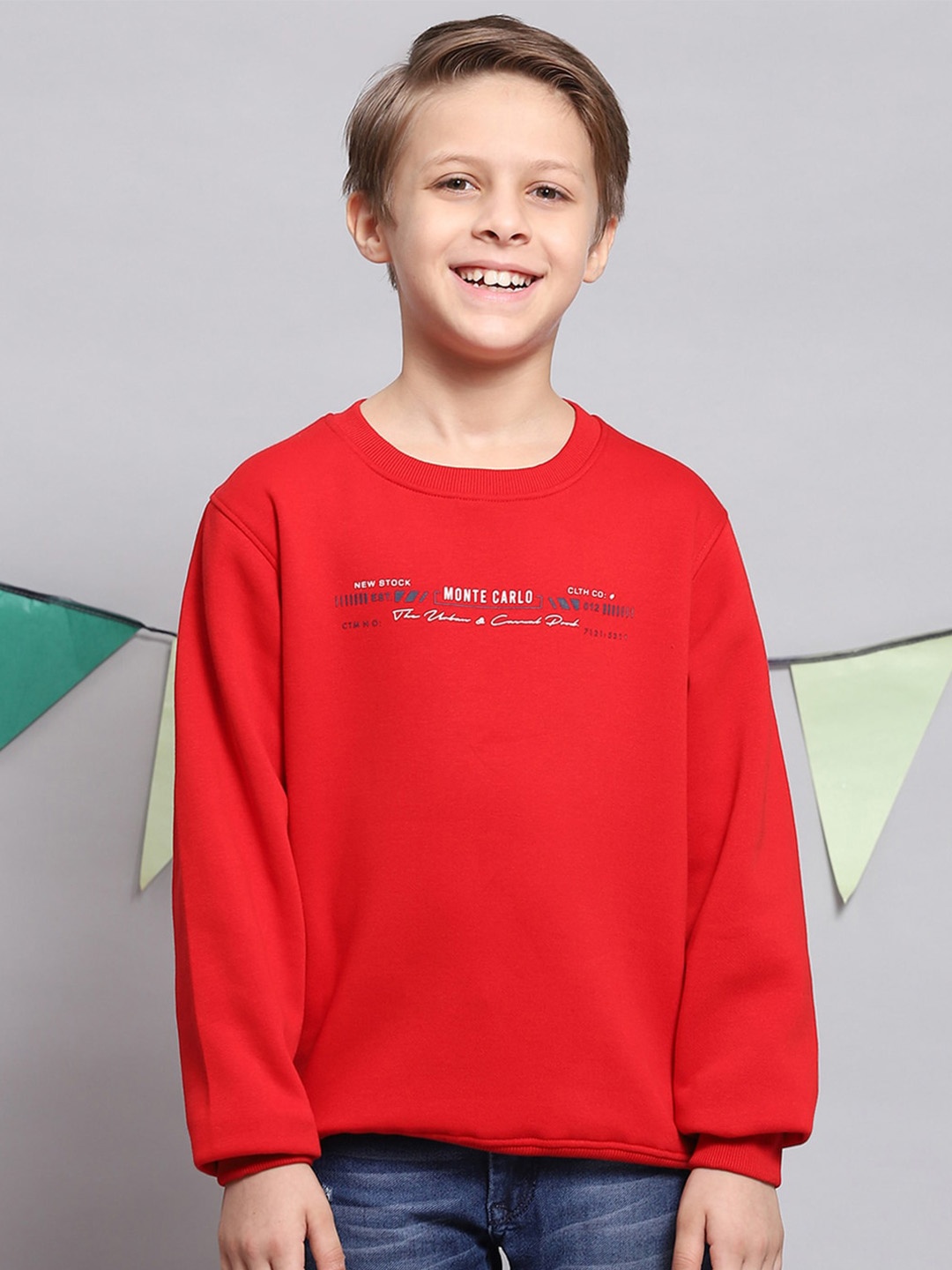 

Monte Carlo Boys Round Neck Pullover Sweatshirt, Red