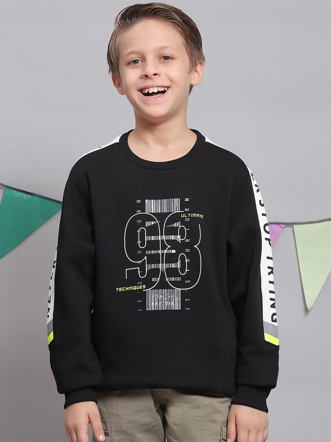 

Monte Carlo Boys Typography Printed Pullover Sweatshirt, Black
