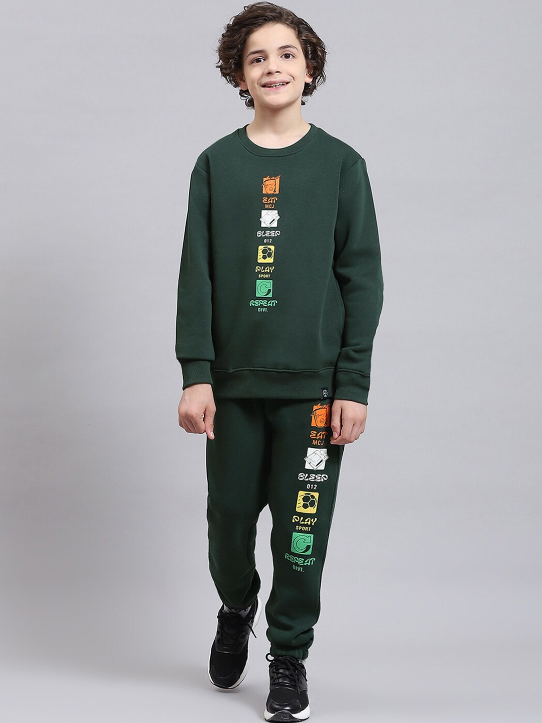 

Monte Carlo Boys Graphic Printed Cotton Blend Tracksuits, Green