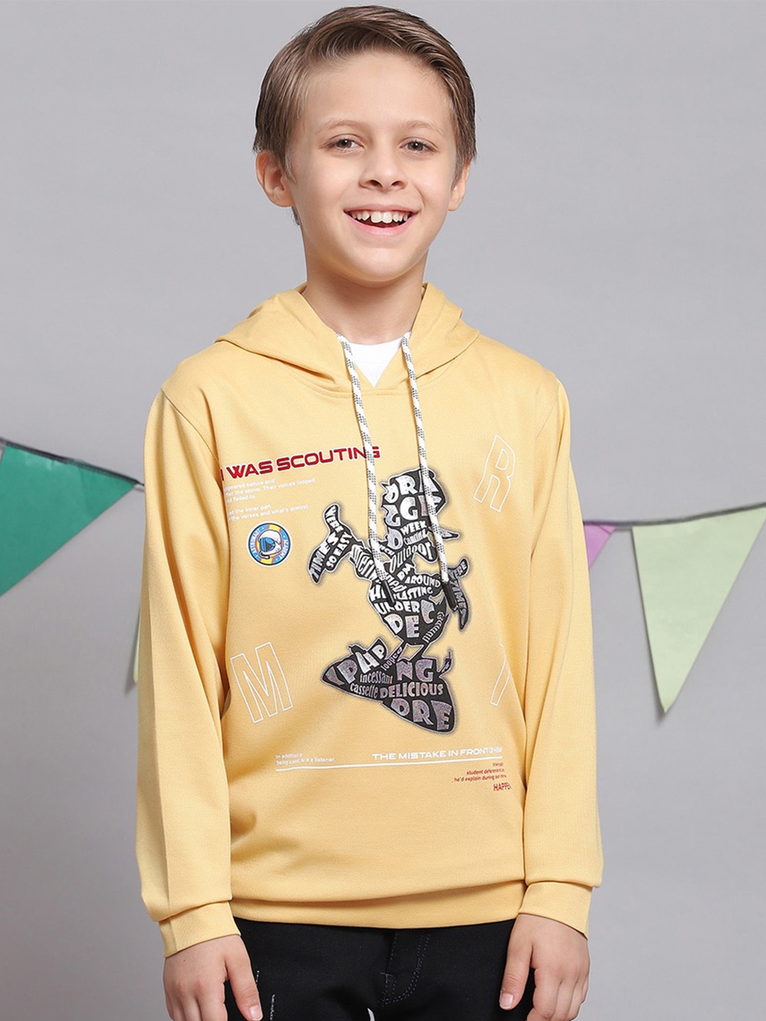 

Monte Carlo Boys Graphic Printed Hooded Pullover Sweatshirt, Yellow