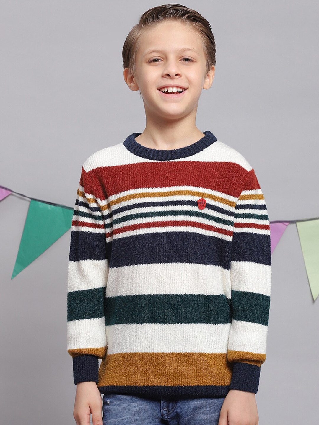 

Monte Carlo Boys Striped Pullover, White