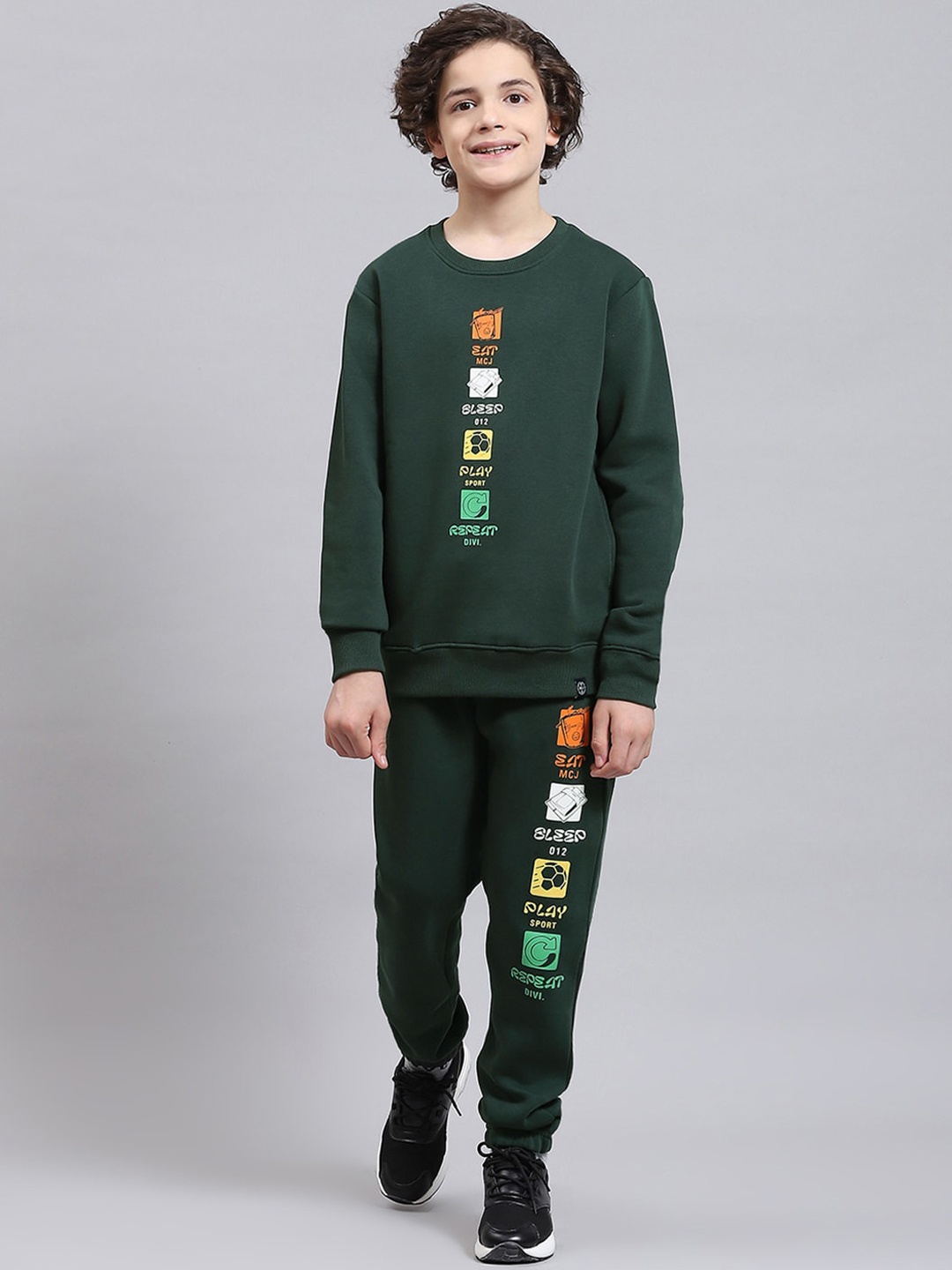 

Monte Carlo Boys Graphic Printed Cotton Blend Tracksuits, Green