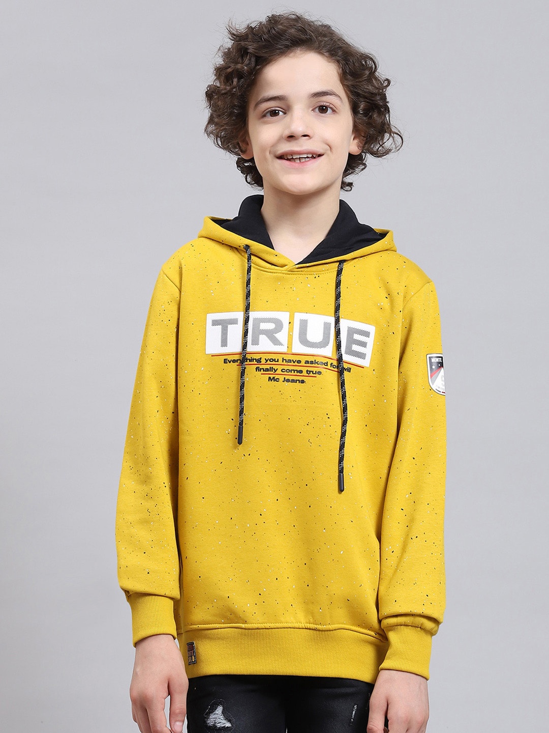 

Monte Carlo Boys Typography Printed Hooded Pullover Sweatshirt, Yellow