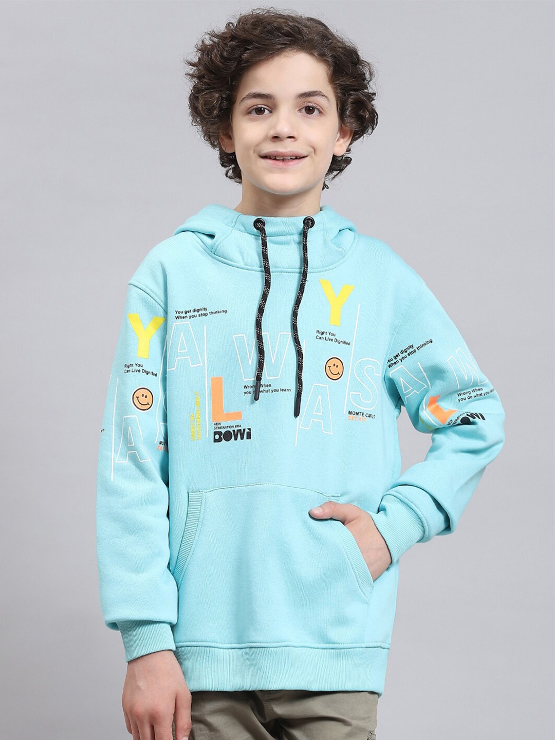 

Monte Carlo Boys Typography Printed Hooded Pullover Sweatshirt, Blue