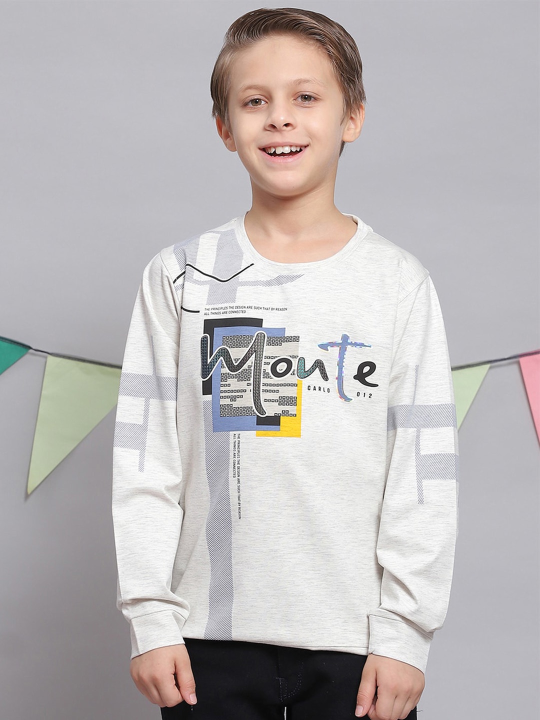 

Monte Carlo Boys Typography Printed Cotton T-shirt, Off white