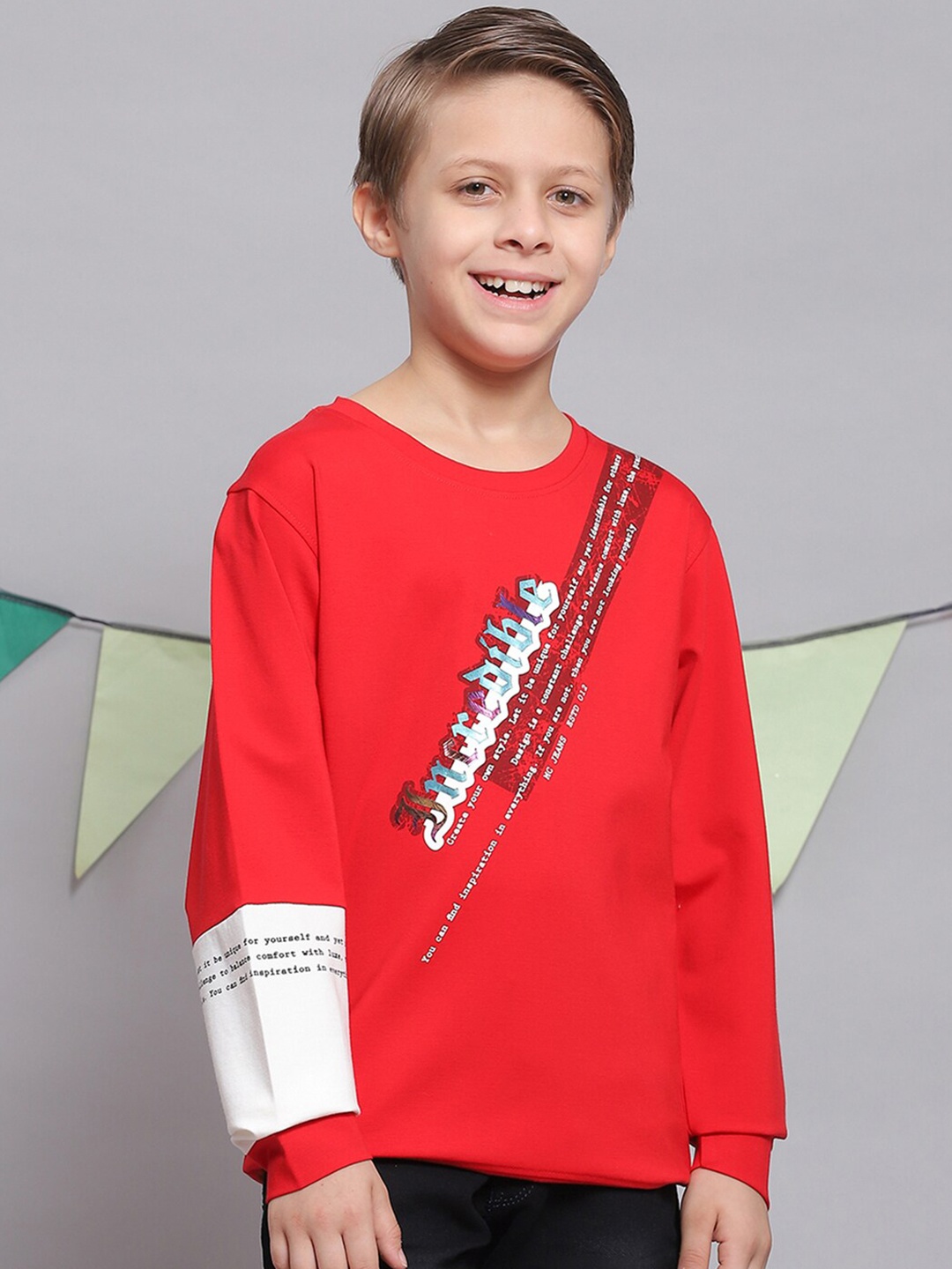 

Monte Carlo Boys Typography Printed Cotton T-shirt, Red
