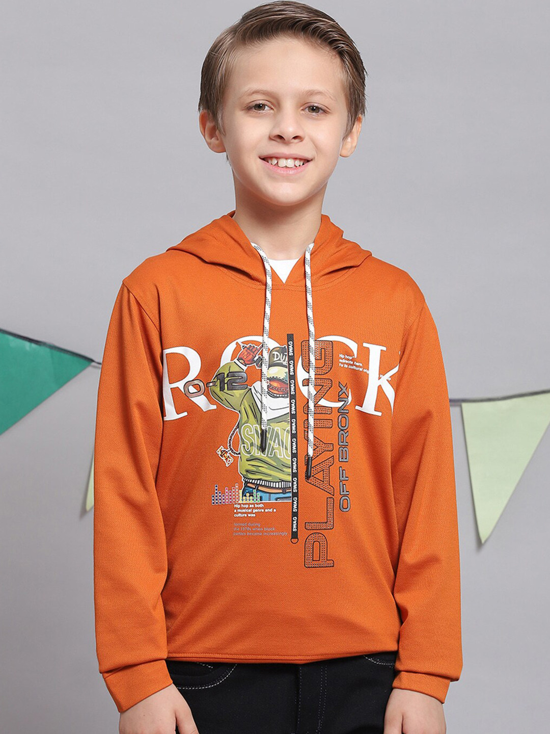 

Monte Carlo Boys Typography Printed Cotton T-shirt, Rust