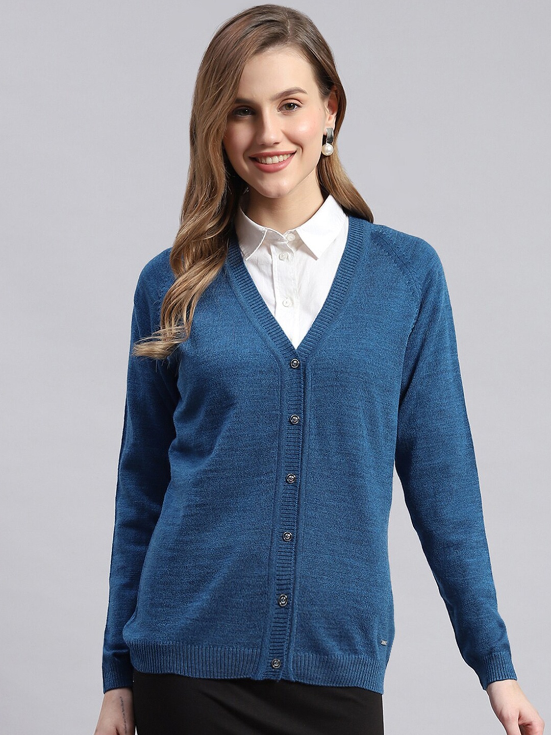 

Monte Carlo V-Neck Wool Cardigan, Blue
