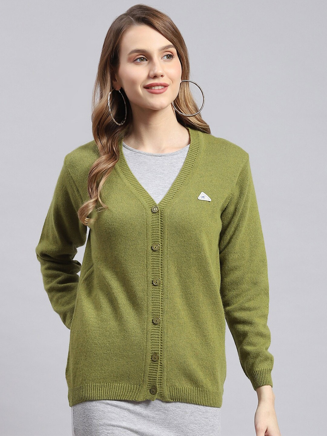 Monte Carlo V-Neck Woollen Cardigan, Green