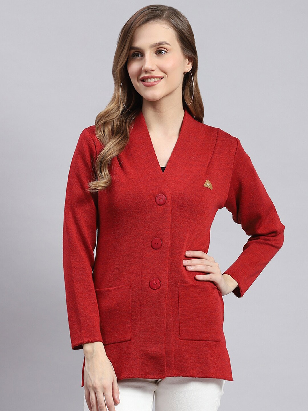 

Monte Carlo V-Neck Woollen Cardigan, Red
