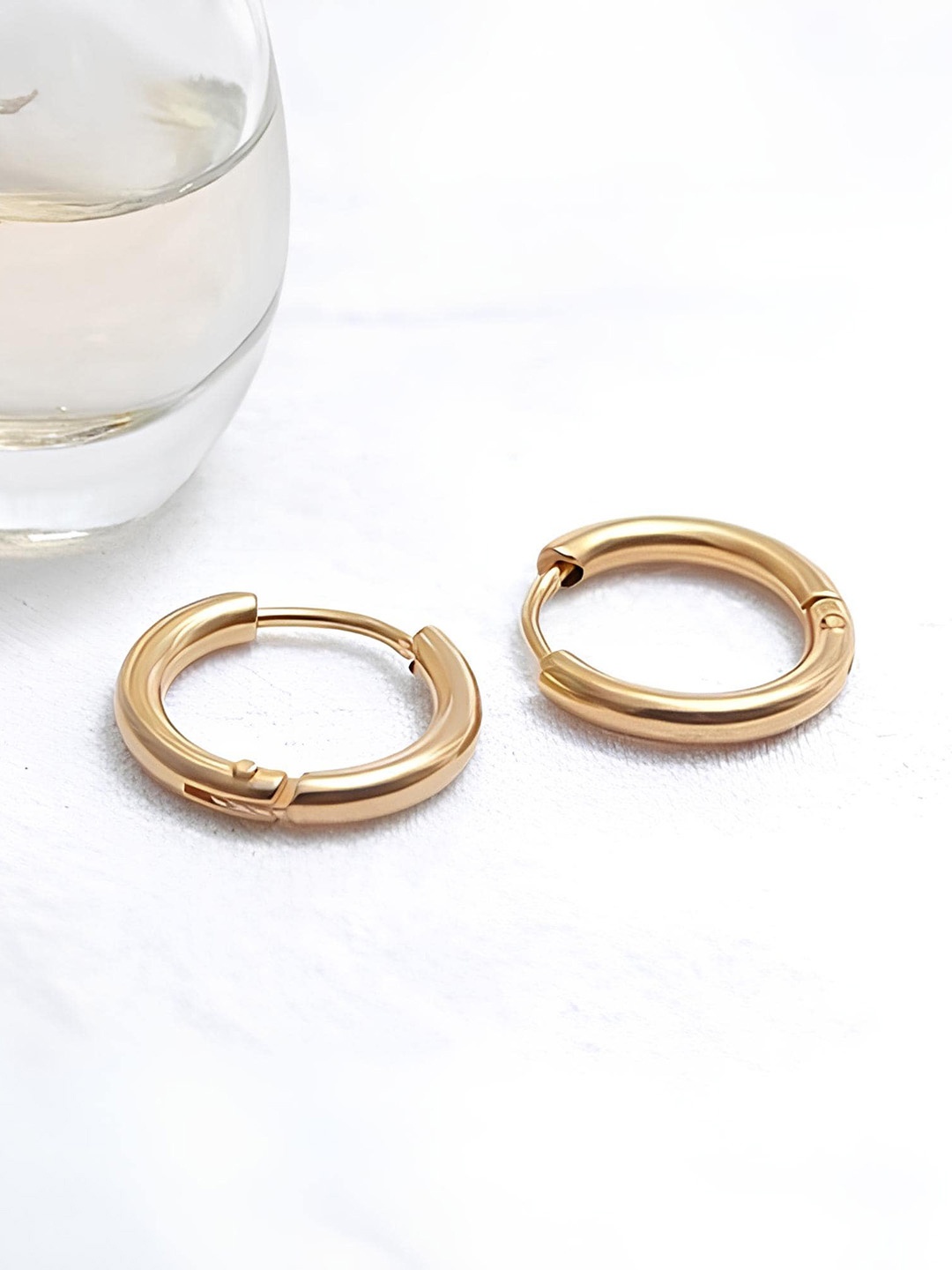 

KARISHMA KREATIONS Stainless Steel Gold-Plated Contemporary Hoop Earrings