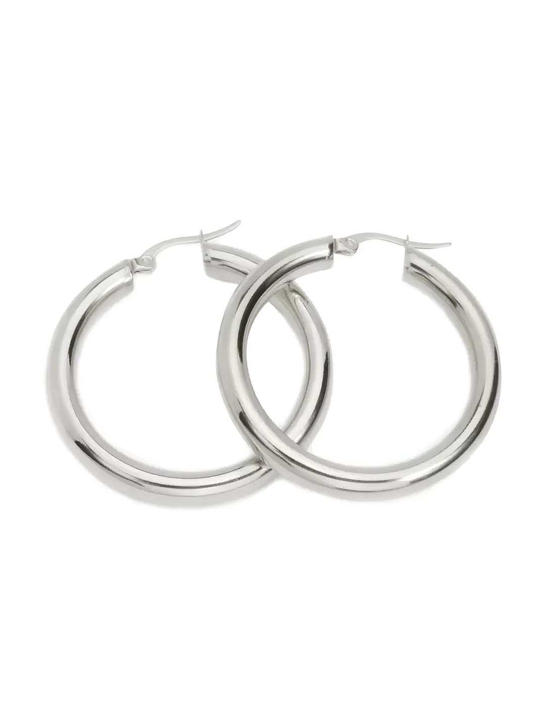 

KARISHMA KREATIONS Stainless Steel Silver-Plated Contemporary Hoop Earrings