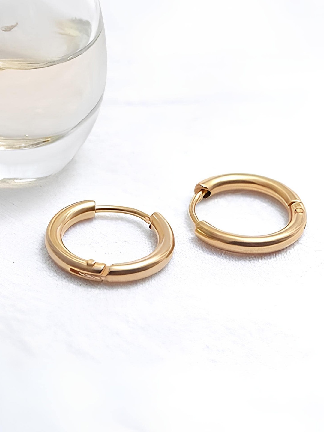 

KARISHMA KREATIONS Stainless Steel Gold-Plated Contemporary Hoop Earrings